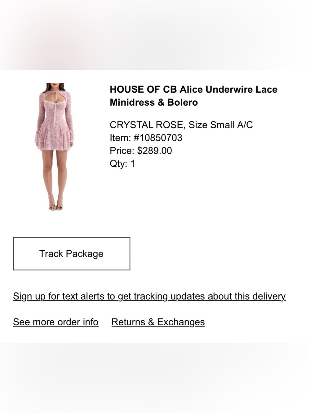 houseofcb alice Lace Mini Dress in Light Pink - Picture 3 of 3